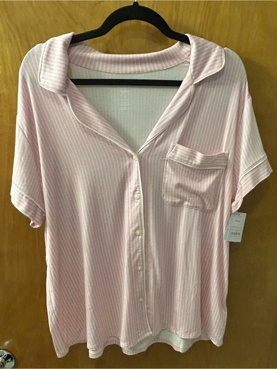 Auden Other - NWT Auden Pink Striped Short-Sleeve Button Pajama Top- XL